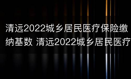 清远2022城乡居民医疗保险缴纳基数 清远2022城乡居民医疗保险缴纳基数表