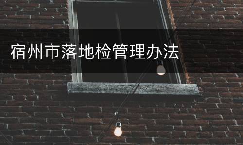 宿州市落地检管理办法
