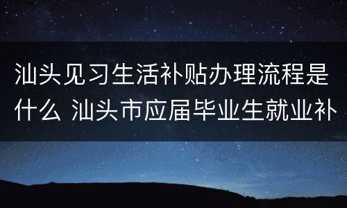 汕头见习生活补贴办理流程是什么 汕头市应届毕业生就业补贴