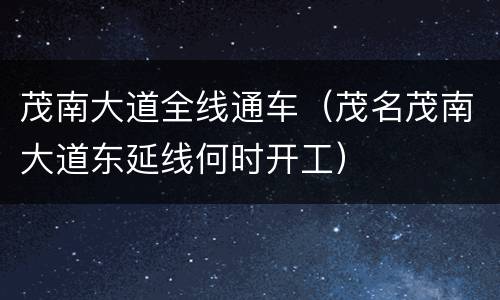 茂南大道全线通车（茂名茂南大道东延线何时开工）