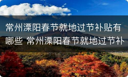 常州溧阳春节就地过节补贴有哪些 常州溧阳春节就地过节补贴有哪些政策