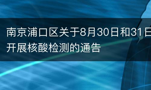 南京浦口区关于8月30日和31日开展核酸检测的通告