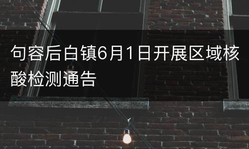 句容后白镇6月1日开展区域核酸检测通告