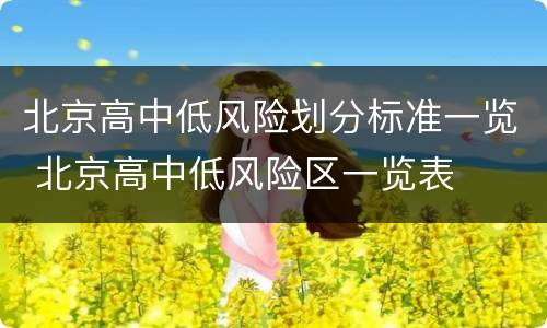 北京高中低风险划分标准一览 北京高中低风险区一览表