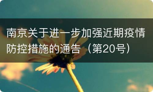 南京关于进一步加强近期疫情防控措施的通告（第20号）