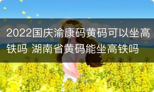 2022国庆渝康码黄码可以坐高铁吗 湖南省黄码能坐高铁吗