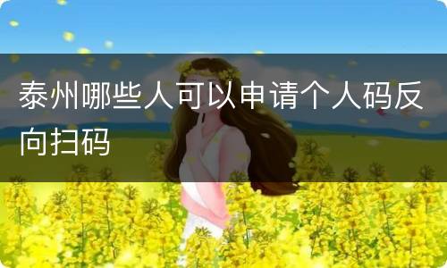泰州哪些人可以申请个人码反向扫码