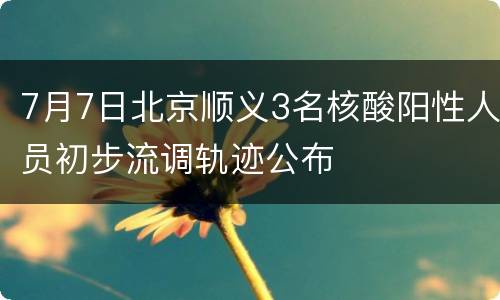 7月7日北京顺义3名核酸阳性人员初步流调轨迹公布