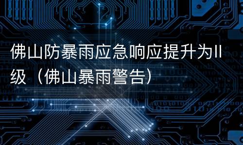 佛山防暴雨应急响应提升为II级（佛山暴雨警告）