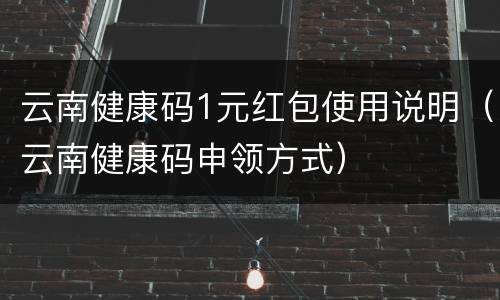 云南健康码1元红包使用说明（云南健康码申领方式）