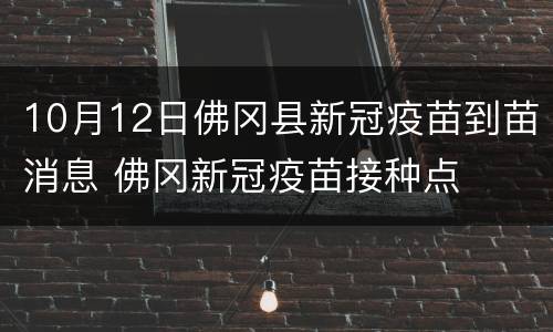 10月12日佛冈县新冠疫苗到苗消息 佛冈新冠疫苗接种点