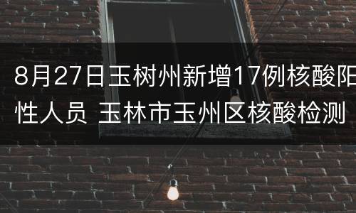 8月27日玉树州新增17例核酸阳性人员 玉林市玉州区核酸检测