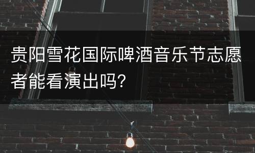 贵阳雪花国际啤酒音乐节志愿者能看演出吗？
