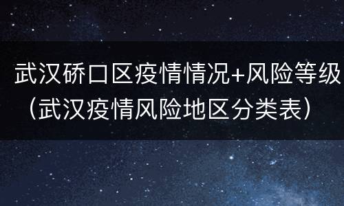 武汉硚口区疫情情况+风险等级（武汉疫情风险地区分类表）
