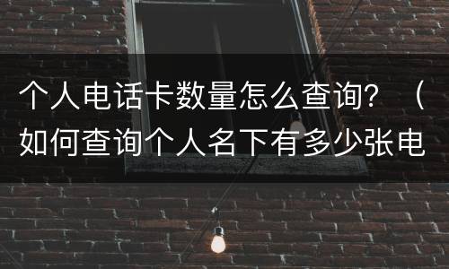 个人电话卡数量怎么查询？（如何查询个人名下有多少张电话卡）
