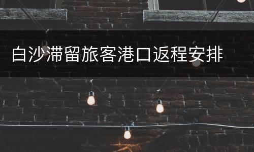 白沙滞留旅客港口返程安排