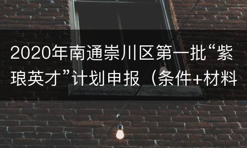 2020年南通崇川区第一批“紫琅英才”计划申报（条件+材料）