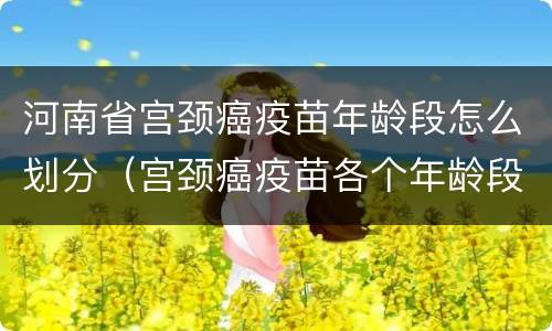 河南省宫颈癌疫苗年龄段怎么划分（宫颈癌疫苗各个年龄段）