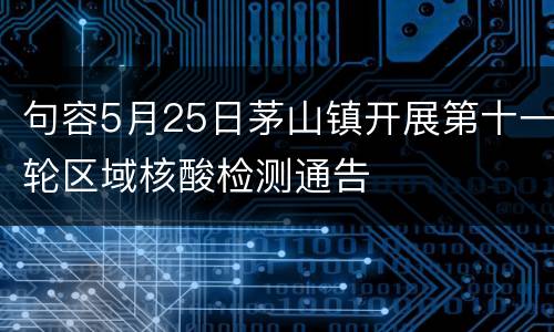 句容5月25日茅山镇开展第十一轮区域核酸检测通告