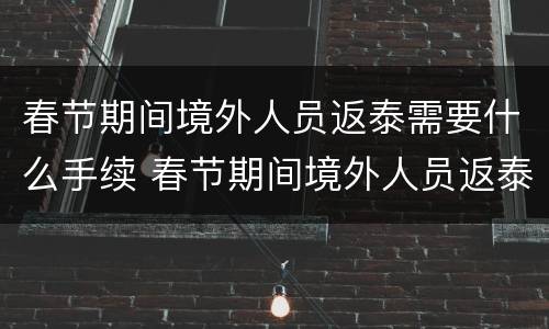春节期间境外人员返泰需要什么手续 春节期间境外人员返泰需要什么手续吗