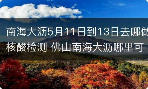 南海大沥5月11日到13日去哪做核酸检测 佛山南海大沥哪里可以做核酸检测