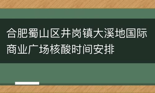 合肥蜀山区井岗镇大溪地国际商业广场核酸时间安排
