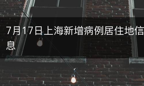 7月17日上海新增病例居住地信息