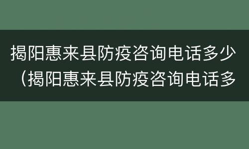 揭阳惠来县防疫咨询电话多少（揭阳惠来县防疫咨询电话多少号）