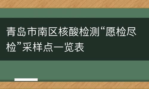 青岛市南区核酸检测“愿检尽检”采样点一览表