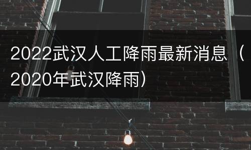 2022武汉人工降雨最新消息（2020年武汉降雨）