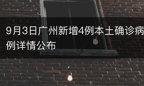 9月3日广州新增4例本土确诊病例详情公布