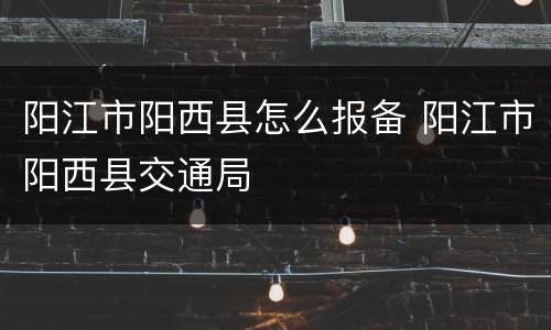 阳江市阳西县怎么报备 阳江市阳西县交通局