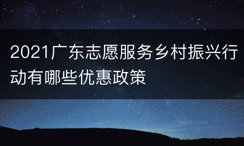 2021广东志愿服务乡村振兴行动有哪些优惠政策