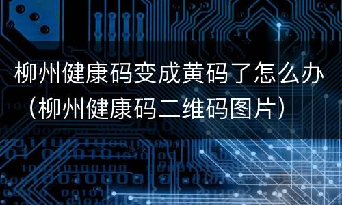 柳州健康码变成黄码了怎么办（柳州健康码二维码图片）