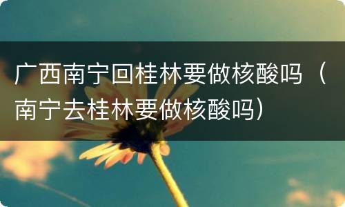 广西南宁回桂林要做核酸吗（南宁去桂林要做核酸吗）