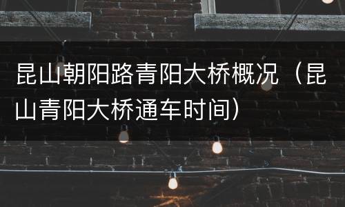 昆山朝阳路青阳大桥概况（昆山青阳大桥通车时间）