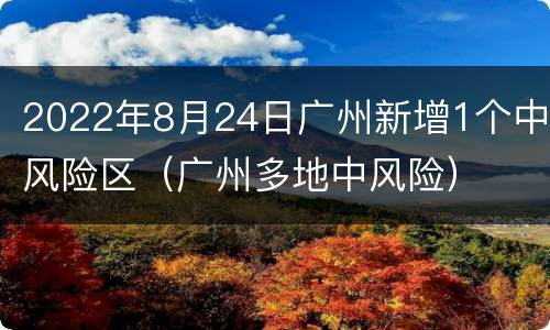 2022年8月24日广州新增1个中风险区（广州多地中风险）