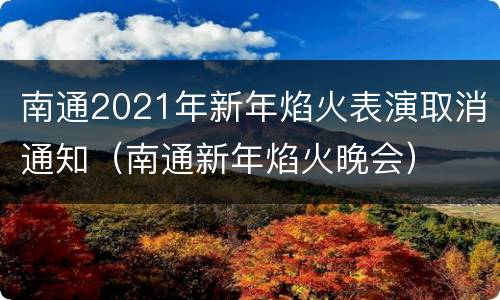 南通2021年新年焰火表演取消通知（南通新年焰火晚会）