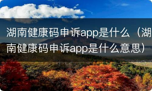 湖南健康码申诉app是什么（湖南健康码申诉app是什么意思）