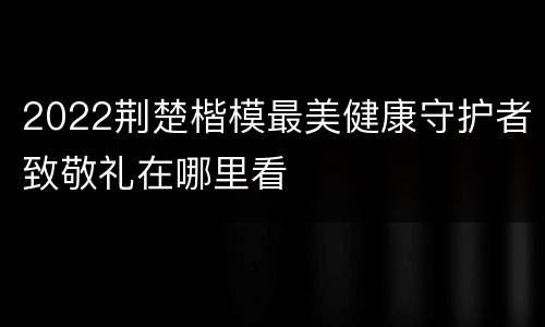 2022荆楚楷模最美健康守护者致敬礼在哪里看
