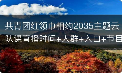 共青团红领巾相约2035主题云队课直播时间+人群+入口+节目单