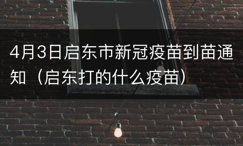 4月3日启东市新冠疫苗到苗通知（启东打的什么疫苗）