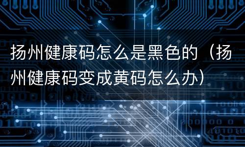扬州健康码怎么是黑色的（扬州健康码变成黄码怎么办）