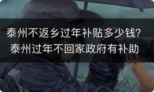 泰州不返乡过年补贴多少钱？ 泰州过年不回家政府有补助
