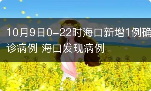 10月9日0-22时海口新增1例确诊病例 海口发现病例