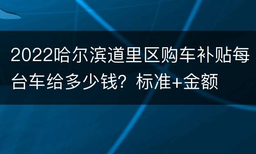 2022哈尔滨道里区购车补贴每台车给多少钱？标准+金额