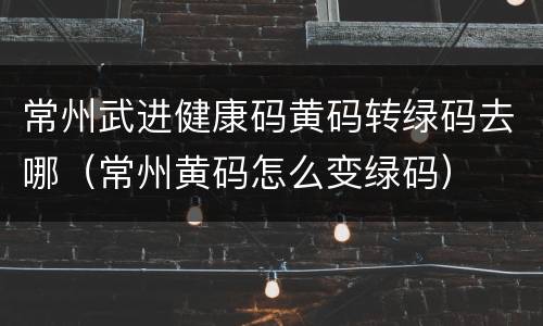 常州武进健康码黄码转绿码去哪（常州黄码怎么变绿码）