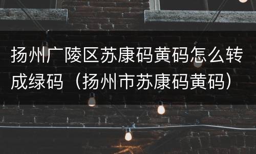 扬州广陵区苏康码黄码怎么转成绿码（扬州市苏康码黄码）
