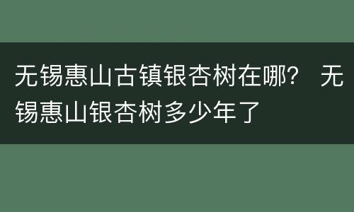 无锡惠山古镇银杏树在哪？ 无锡惠山银杏树多少年了
