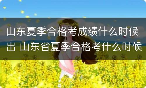 山东夏季合格考成绩什么时候出 山东省夏季合格考什么时候出成绩